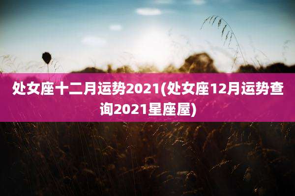 处女座十二月运势2021(处女座12月运势查询2021星座屋)