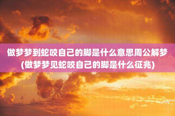 做梦梦到蛇咬自己的脚是什么意思周公解梦(做梦梦见蛇咬自己的脚是什么征兆)