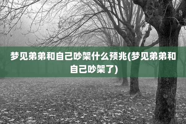 梦见弟弟和自己吵架什么预兆(梦见弟弟和自己吵架了)