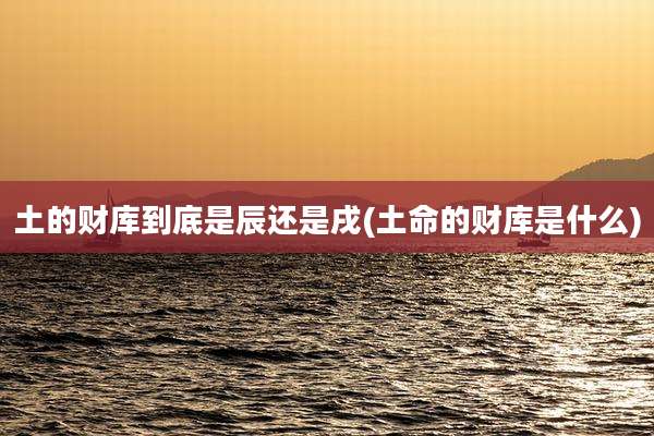 土的财库到底是辰还是戌(土命的财库是什么)