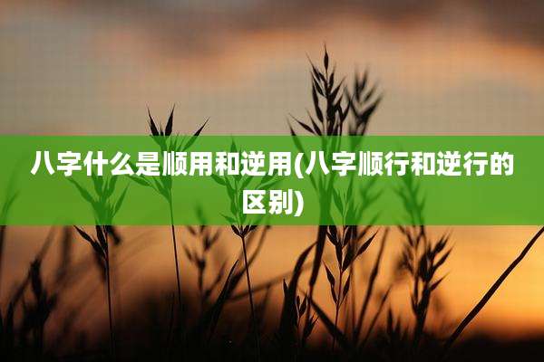 八字什么是顺用和逆用(八字顺行和逆行的区别)