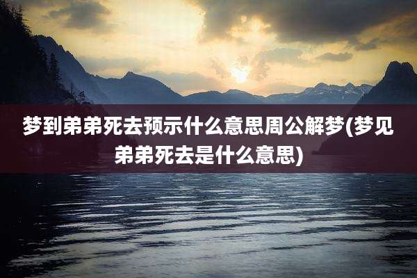 梦到弟弟死去预示什么意思周公解梦(梦见弟弟死去是什么意思)