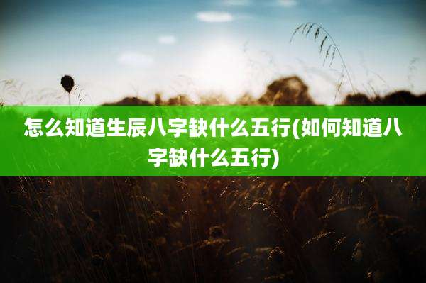 怎么知道生辰八字缺什么五行(如何知道八字缺什么五行)