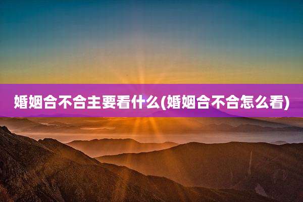婚姻合不合主要看什么(婚姻合不合怎么看)