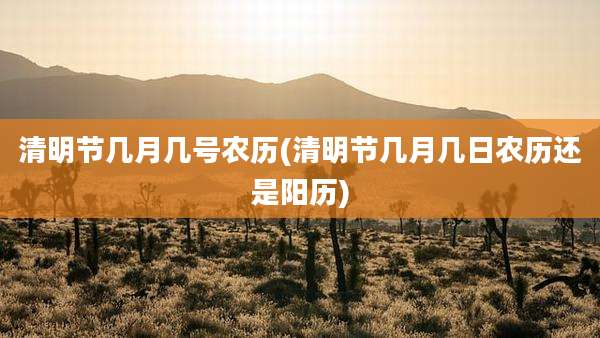 清明节几月几号农历(清明节几月几日农历还是阳历)