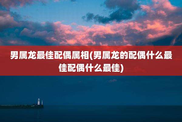 男属龙最佳配偶属相(男属龙的配偶什么最佳配偶什么最佳)