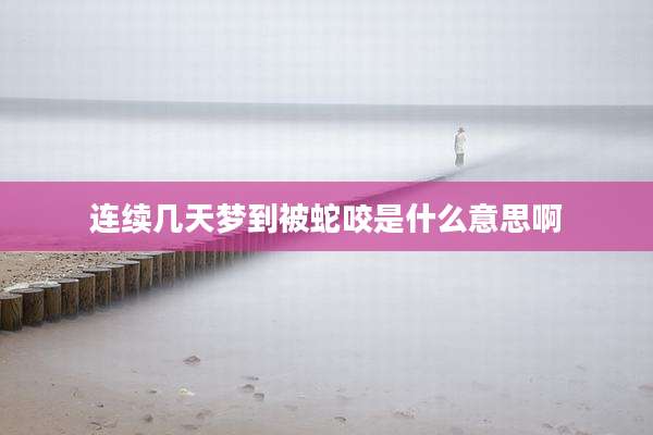 连续几天梦到被蛇咬是什么意思啊