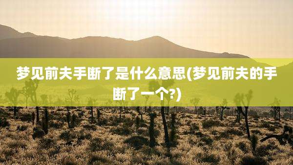 梦见前夫手断了是什么意思(梦见前夫的手断了一个?)