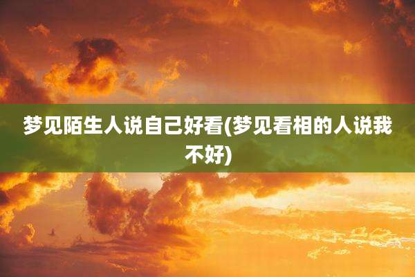 梦见陌生人说自己好看(梦见看相的人说我不好)