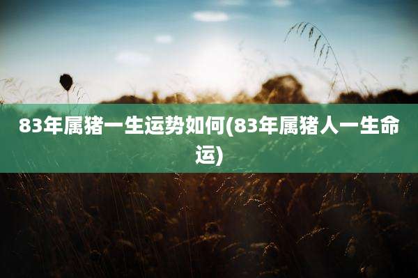 83年属猪一生运势如何(83年属猪人一生命运)