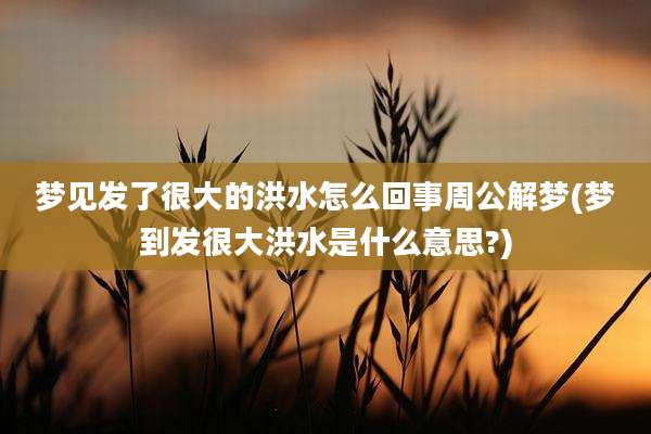 梦见发了很大的洪水怎么回事周公解梦(梦到发很大洪水是什么意思?)