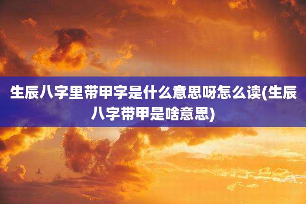 生辰八字里带甲字是什么意思呀怎么读(生辰八字带甲是啥意思)