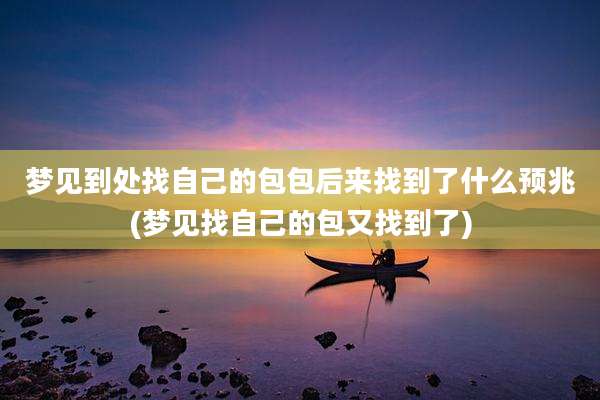 梦见到处找自己的包包后来找到了什么预兆(梦见找自己的包又找到了)