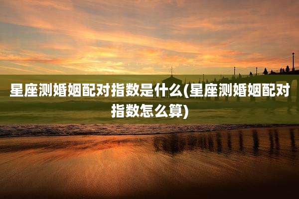 星座测婚姻配对指数是什么(星座测婚姻配对指数怎么算)
