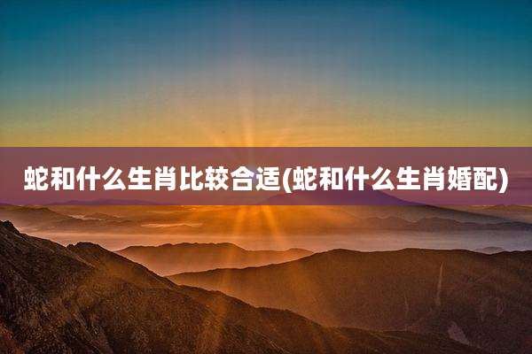 蛇和什么生肖比较合适(蛇和什么生肖婚配)