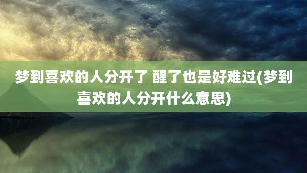 梦到喜欢的人分开了 醒了也是好难过(梦到喜欢的人分开什么意思)
