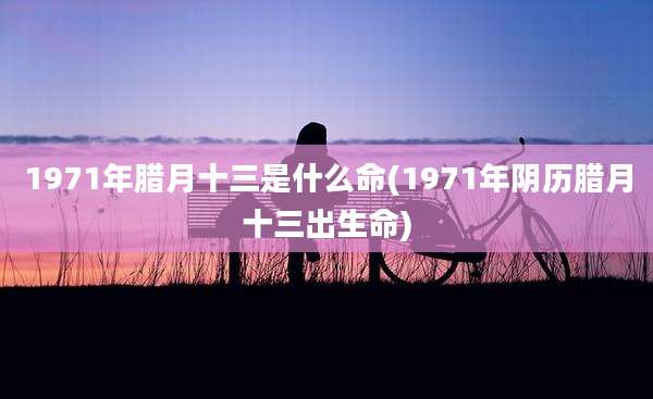 1971年腊月十三是什么命(1971年阴历腊月十三出生命)