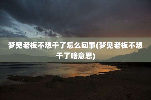 梦见老板不想干了怎么回事(梦见老板不想干了啥意思)