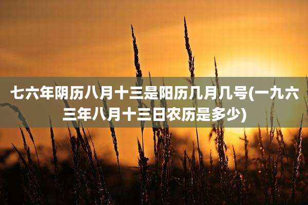 七六年阴历八月十三是阳历几月几号(一九六三年八月十三日农历是多少)