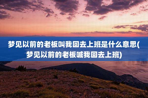 梦见以前的老板叫我回去上班是什么意思(梦见以前的老板喊我回去上班)