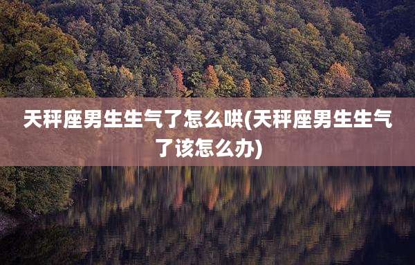 天秤座男生生气了怎么哄(天秤座男生生气了该怎么办)