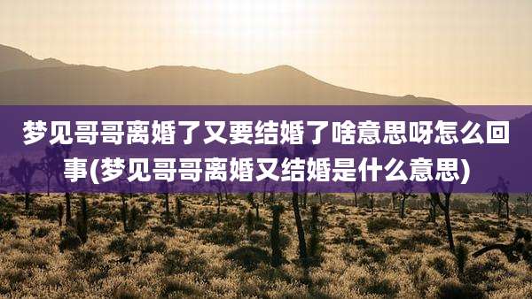 梦见哥哥离婚了又要结婚了啥意思呀怎么回事(梦见哥哥离婚又结婚是什么意思)