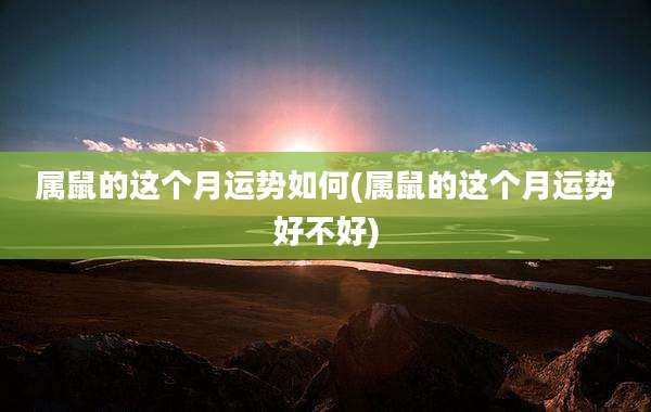 属鼠的这个月运势如何(属鼠的这个月运势好不好)