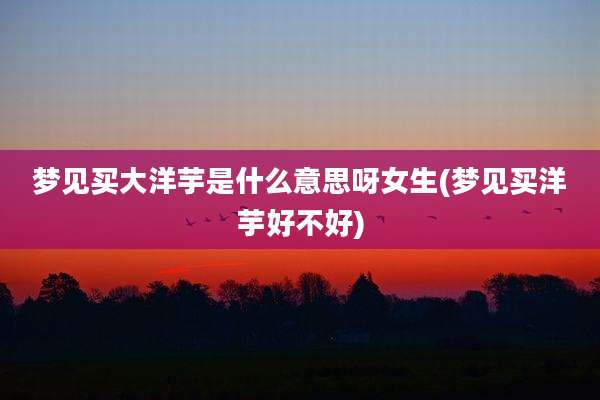 梦见买大洋芋是什么意思呀女生(梦见买洋芋好不好)