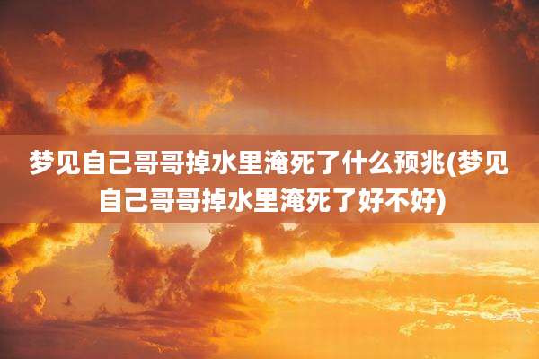 梦见自己哥哥掉水里淹死了什么预兆(梦见自己哥哥掉水里淹死了好不好)