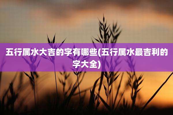 五行属水大吉的字有哪些(五行属水最吉利的字大全)