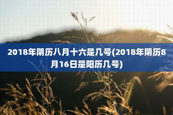 2018年阴历八月十六是几号(2018年阴历8月16日是阳历几号)