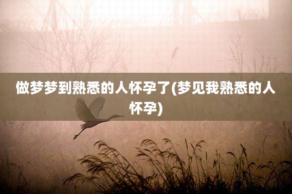做梦梦到熟悉的人怀孕了(梦见我熟悉的人怀孕)