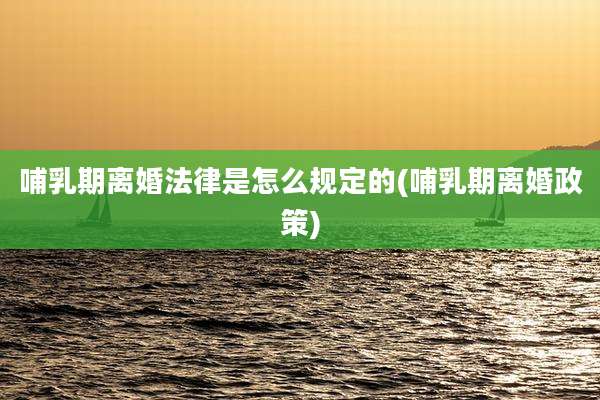 哺乳期离婚法律是怎么规定的(哺乳期离婚政策)
