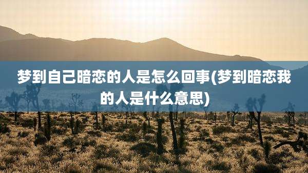 梦到自己暗恋的人是怎么回事(梦到暗恋我的人是什么意思)