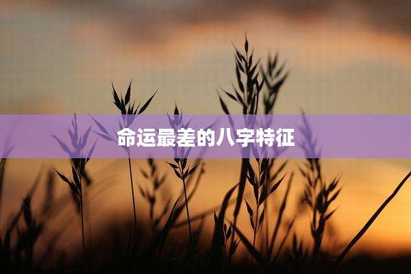 命运最差的八字特征