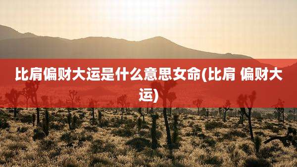 比肩偏财大运是什么意思女命(比肩 偏财大运)
