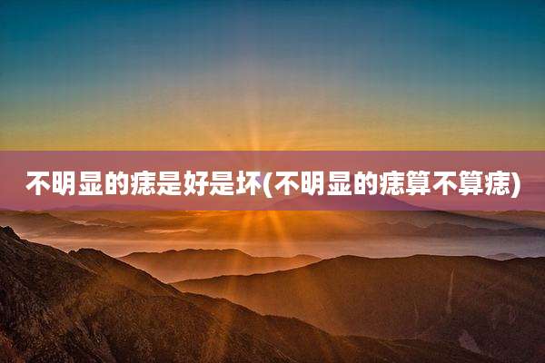 不明显的痣是好是坏(不明显的痣算不算痣)