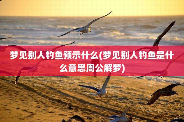 梦见别人钓鱼预示什么(梦见别人钓鱼是什么意思周公解梦)
