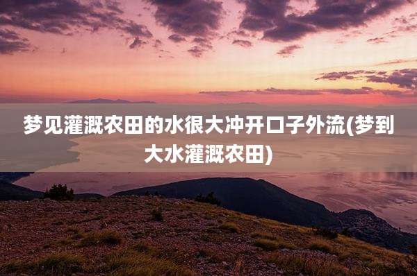梦见灌溉农田的水很大冲开口子外流(梦到大水灌溉农田)