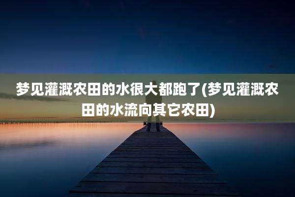 梦见灌溉农田的水很大都跑了(梦见灌溉农田的水流向其它农田)