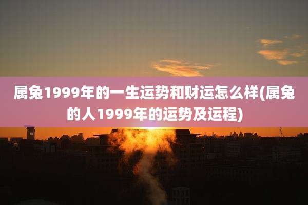 属兔1999年的一生运势和财运怎么样(属兔的人1999年的运势及运程)