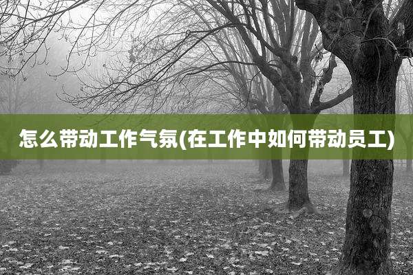 怎么带动工作气氛(在工作中如何带动员工)