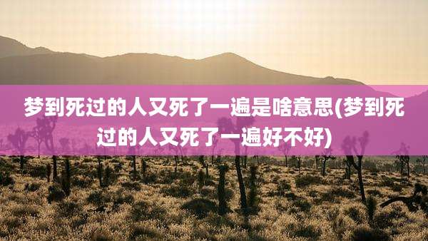 梦到死过的人又死了一遍是啥意思(梦到死过的人又死了一遍好不好)