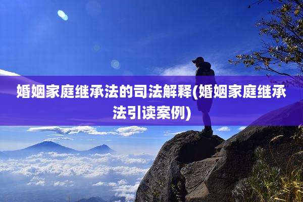婚姻家庭继承法的司法解释(婚姻家庭继承法引读案例)