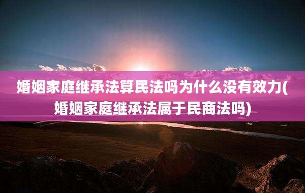婚姻家庭继承法算民法吗为什么没有效力(婚姻家庭继承法属于民商法吗)