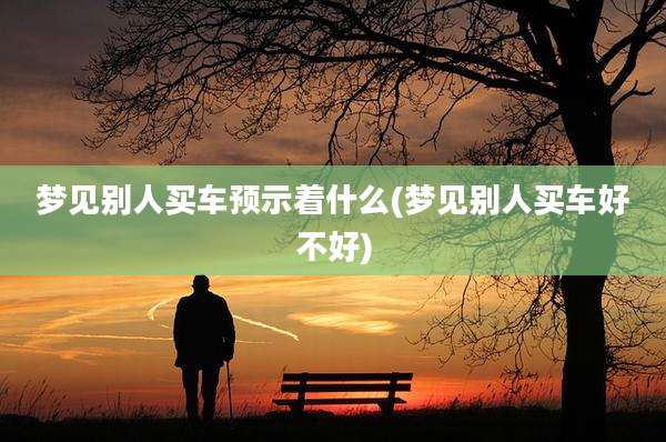 梦见别人买车预示着什么(梦见别人买车好不好)