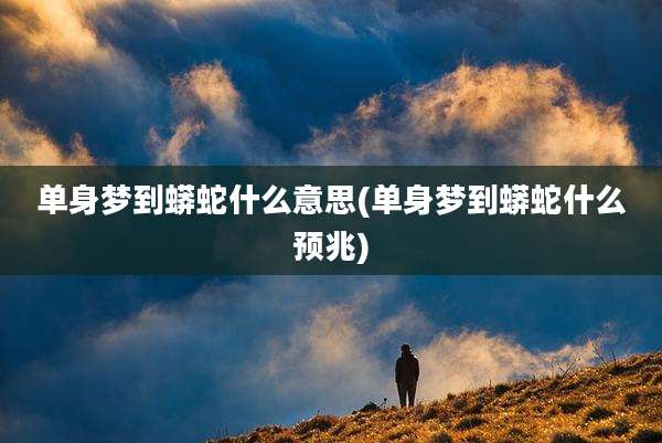 单身梦到蟒蛇什么意思(单身梦到蟒蛇什么预兆)