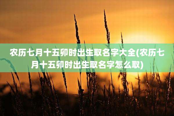 农历七月十五卯时出生取名字大全(农历七月十五卯时出生取名字怎么取)