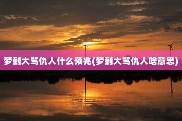 梦到大骂仇人什么预兆(梦到大骂仇人啥意思)