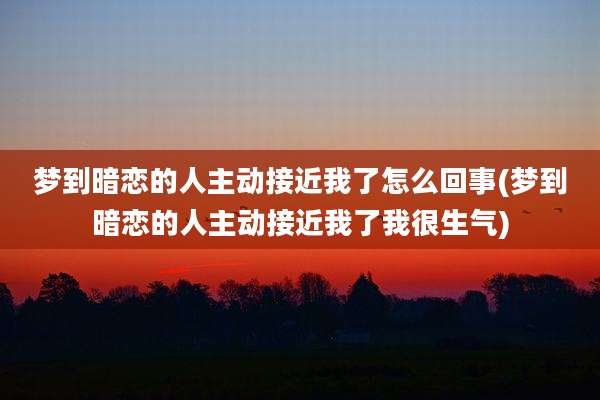 梦到暗恋的人主动接近我了怎么回事(梦到暗恋的人主动接近我了我很生气)
